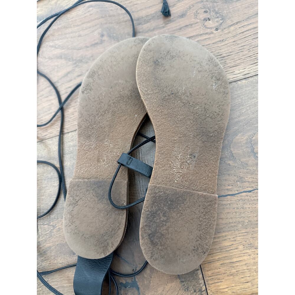 Madewell Boardwalk Leather Lace-Up Gladiator Flat Sandals Black Women's Size 6.5 - Picture 7 of 8